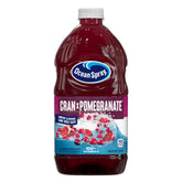 Ocean Spray bottle front packaging showing cran-pomegranate branding and serving info for convenience