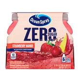 Ocean Spray front packaging showing strawberry mango bottles and convenience