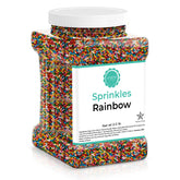 O'Creme front jar view showing colorful sprinkles and easy-pour lid, ready to decorate