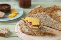 Odlums wholemeal extra coarse close-up texture highlighting coarse grains and baking stability