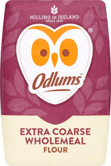 Odlums wholemeal extra coarse front packaging showing brand and product benefits