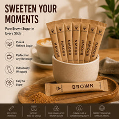 Office Roast dark brown sugar sticks displaying rich molasses benefit