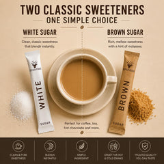 Office Roast white sugar stick dissolving in coffee demonstrating fast, clump-free sweetness