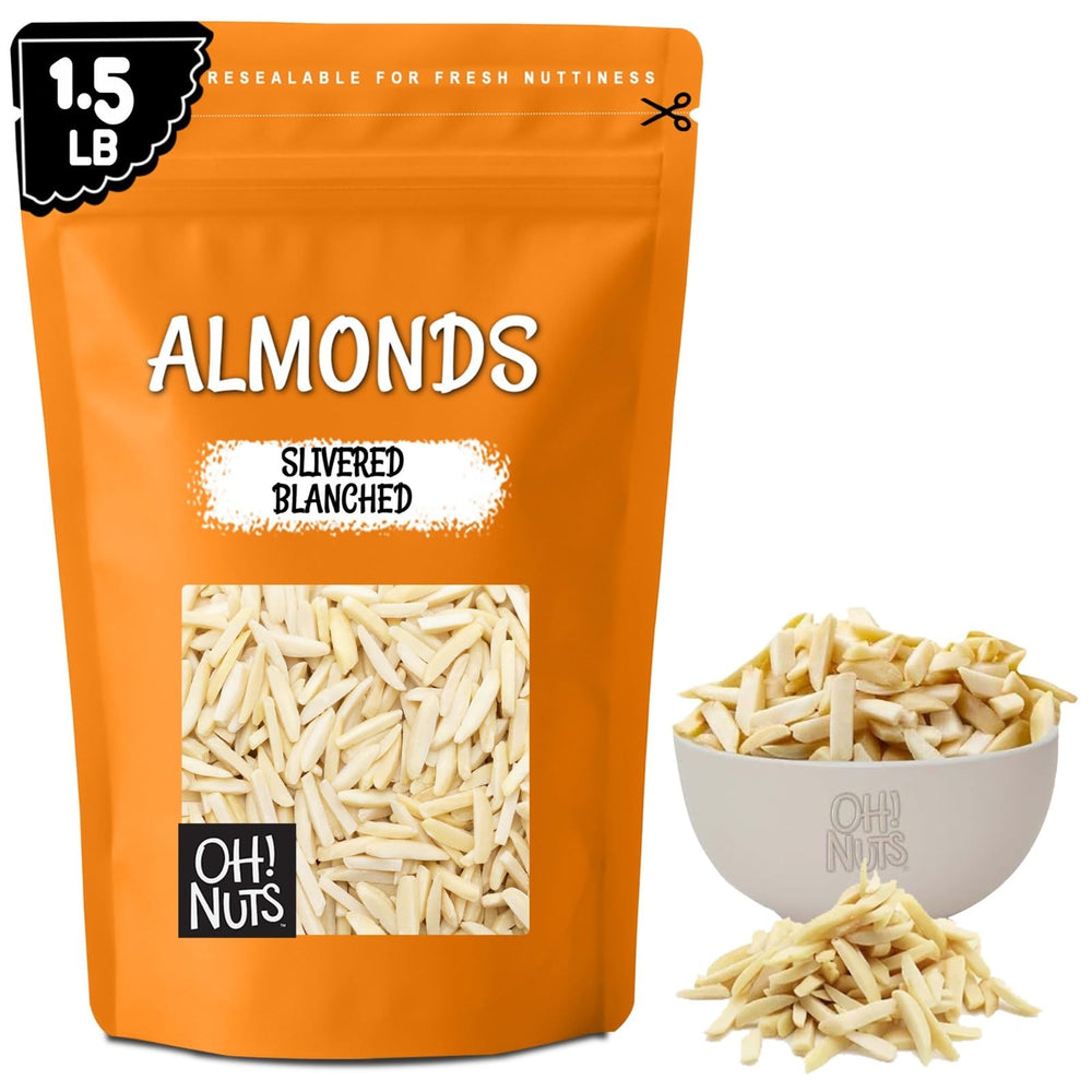 Oh! Nuts front package showing 1.5 lb resealable bag and product benefit freshness