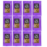 Oh! Nuts front packaging showing 12 individual 1.5 oz packs and clear branding, promotes convenience