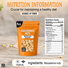 Oh! Nuts close-up of dry roasted macadamia texture highlighting crunch