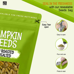 hand holding Oh! Nuts pepitas to show size and portion control benefit