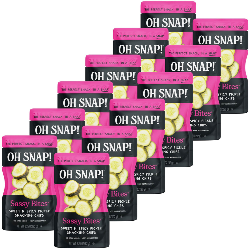 Oh Snap front packaging showing 12-pack and bright branding for easy recognition