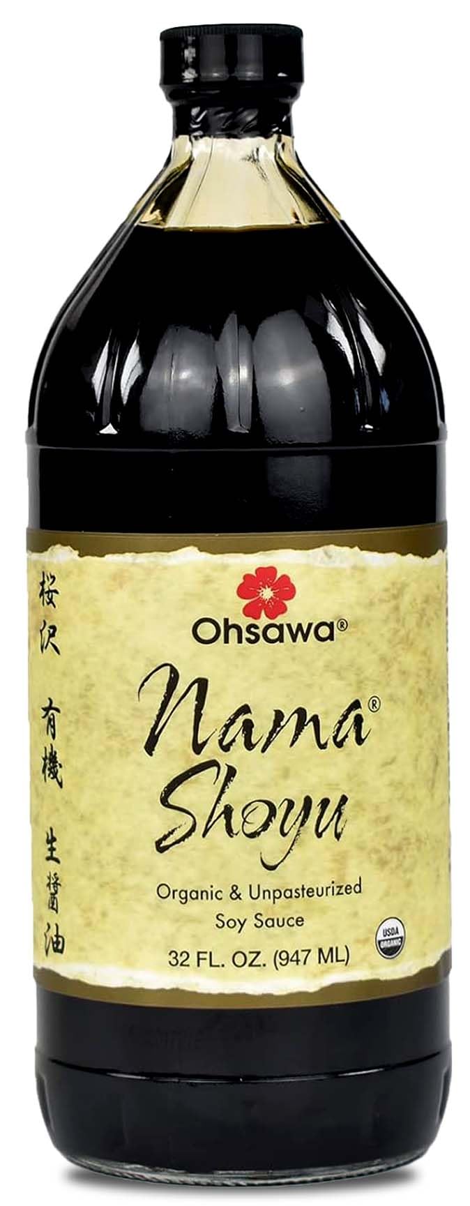 Ohsawa bottle front view showing organic label and premium presentation benefit