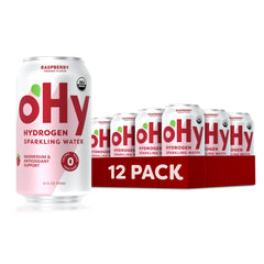 oHy raspberry front packaging showing can design and organic label for clarity