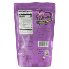 Oishi pilllows ube texture side view highlighting crisp cracker advantage