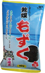 沖友 front packaging of dried Okinawa mozuku showing compact 10g bag and origin