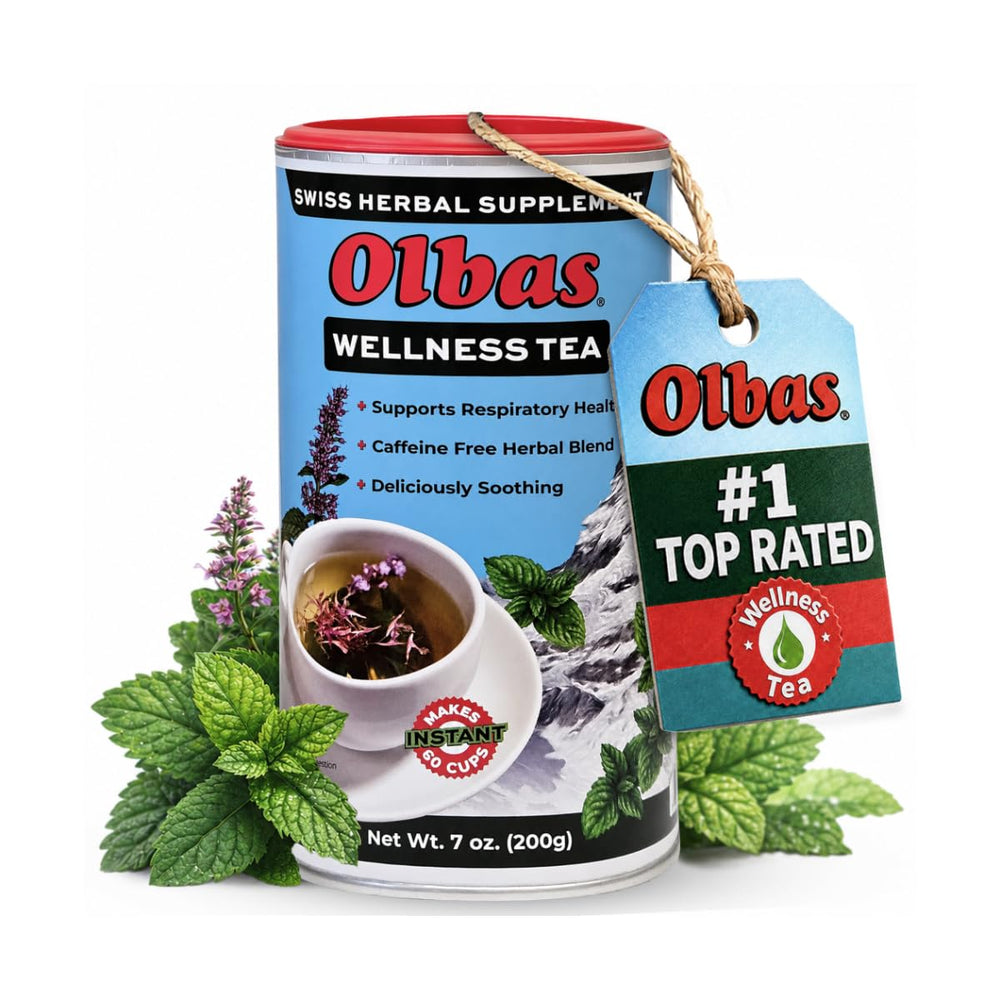 Olbas front packaging showing 7 ounce tin and benefits