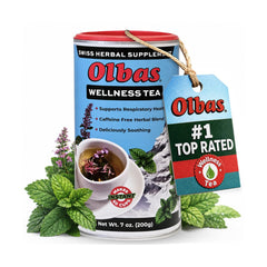 Olbas front packaging showing 7 ounce tin and benefits
