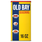 OLD BAY front can showing 16 oz size and iconic colors for pantry convenience