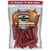 Old Trapper front packaging showing resealable 15 oz bag and brand convenience