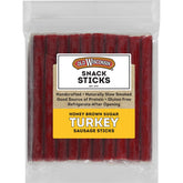 Old Wisconsin front pack showing honey brown sugar turkey sticks and resealable bag benefit freshness
