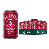 OLIPOP Cherry Cola front packaging showing 12-pack and convenience