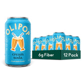 OLIPOP cream soda front packaging showing vibrant can and brand appeal