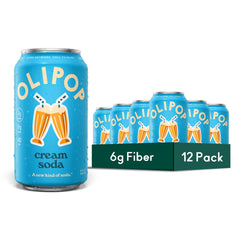 OLIPOP cream soda front packaging showing vibrant can and brand appeal