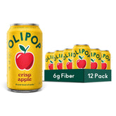 OLIPOP can front packaging showing crisp apple flavor and low sugar benefit