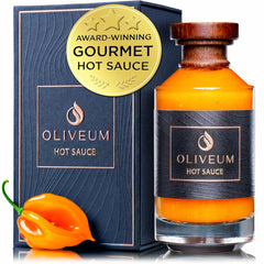 Oliveum front bottle showing label and premium design benefits presentation
