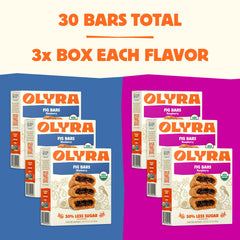 Olyra single unwrapped fig bar revealing blueberry filling and grain exterior