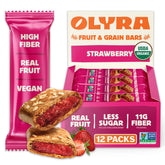 Olyra front box showing 12 bars and organic low sugar benefit