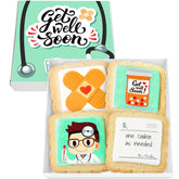 OMCookie front packaging of get well cookies showing box and label, cheerful gift