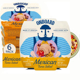 ONBOARD front packaging showing Mexican tuna salad and 6-pack convenience