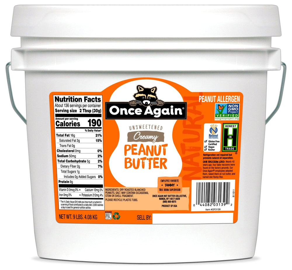 Once Again bucket front view showing label and size for easy identification and storage