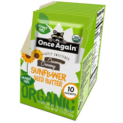 Once Again front box showing ten single-serve packets and packaging benefits
