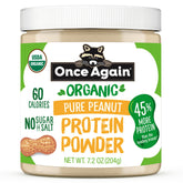 Once Again front jar showing label and organic peanut powder benefit