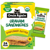 Once Again front packaging showing gluten-free sandwich crackers and organic branding benefit: clear product identity