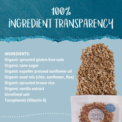 One Degree Organics spoonful of granola over bowl illustrating easy serving and portioning