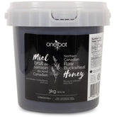OneRoot front packaging showing 6.6 lb jar and bold dark honey benefits