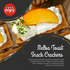 Only Kosher Candy Melba toast paired with cheese and toppings illustrating appetizer use and convenience