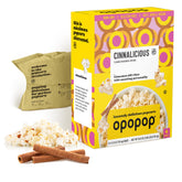 OPOPOP front packaging showing cinnalicious flavor and convenient 12-count pack benefit