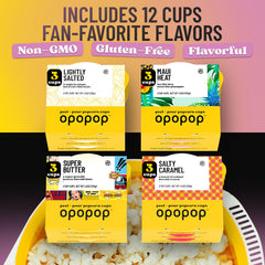 OPOPOP flavored pop cups displayed to show variety and snack convenience