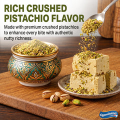 Oppenheimer USA halva texture with visible pistachios, highlighting crunchy contrast and natural taste