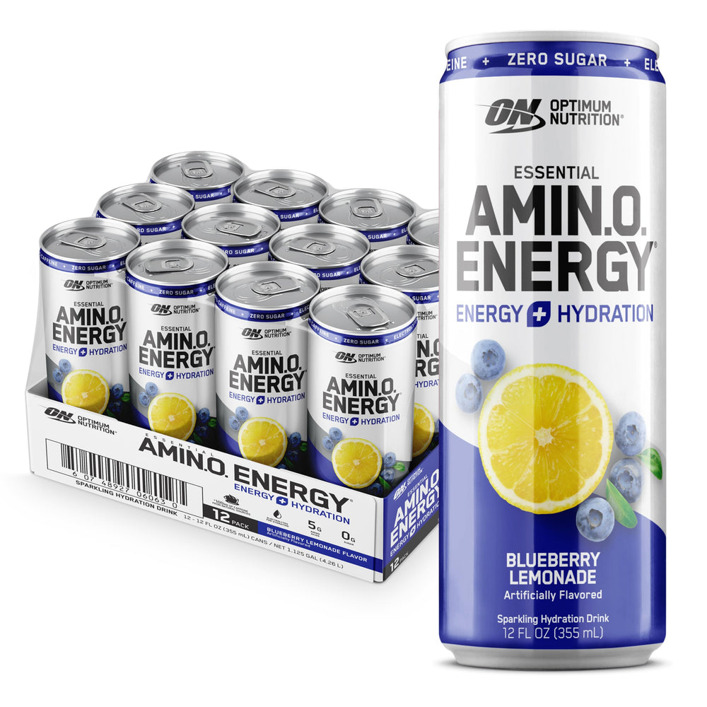 Optimum Nutrition blueberry lemonade front packaging showing crisp can and flavor.