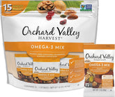Orchard Valley Harvest front packaging showing 15 single-serve packs, convenient snack