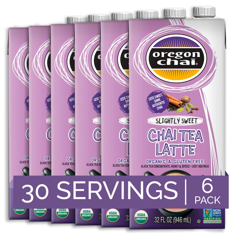Oregon Chai front pack showing bottle and branding, convenient multi-pack benefit