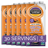 Oregon Chai front packaging showing salted caramel concentrate and organic label benefits