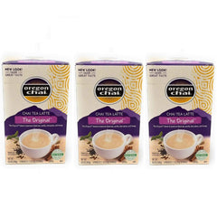 Oregon Chai front packaging showing three-box set and convenience benefit