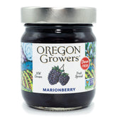 Oregon Growers front label showing marionberry jam jar and brand clarity