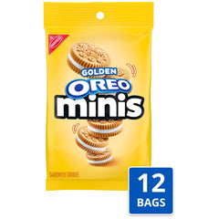 Oreo minis golden open bag with visible mini cookies ready to eat