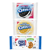 OREO variety pack front view showing three resealable gluten free packs and benefits