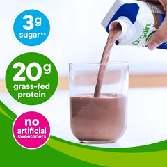 Orgain pouring chocolate shake texture emphasizing creamy consistency and rich flavor