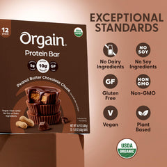 Orgain ingredient layout with organic peanuts and cocoa highlights clean ingredients